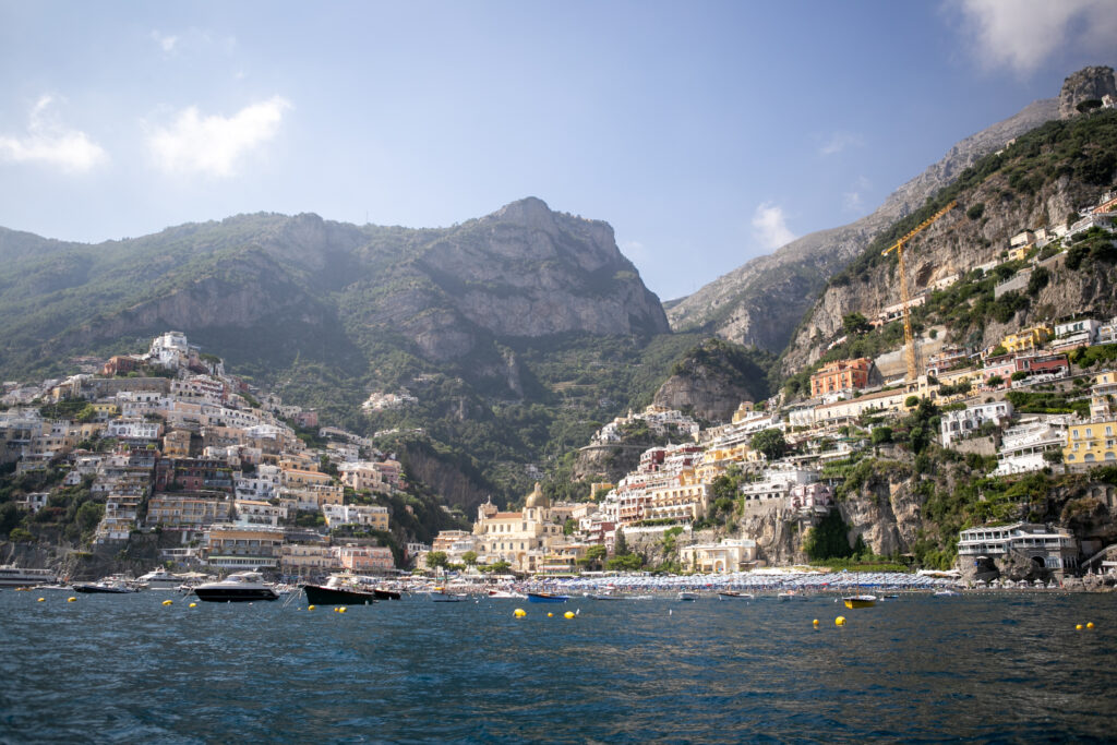 Colorful cliffside village of Positano on the Amalfi Coast, Italy, viewed from the sea — a world-famous romantic destination for weddings, elopements, and honeymoons