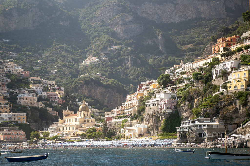 Romantic Amalfi Coast proposal with ring reveal on boat, photographed in Positano Italy
